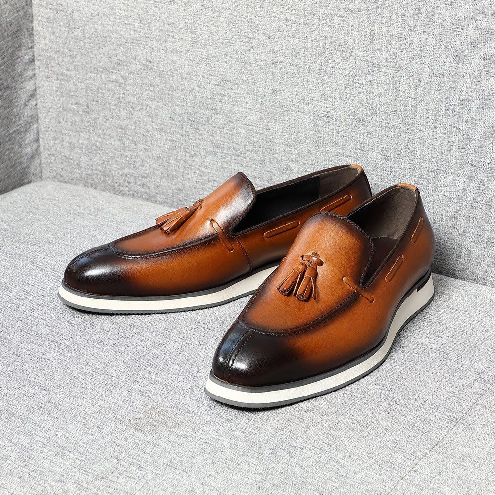 Classic polished tassel loafers men's casual leather shoes
