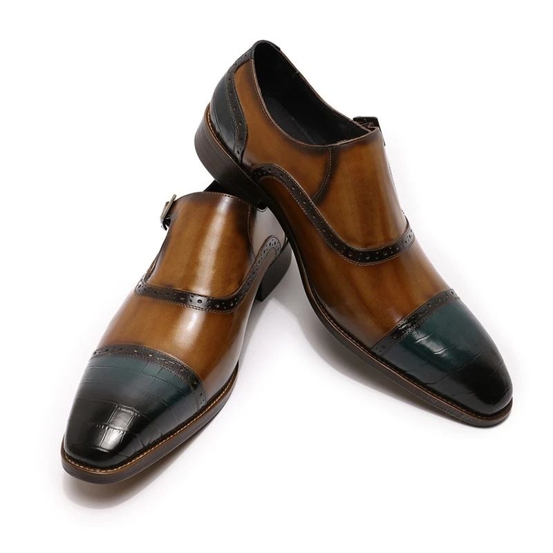 brown shoes for men oxford Hand-rubbed leather loafers men's business dress shoes man brogue shoes Plus Size luxury shoes