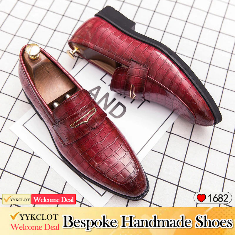 Men's Business Stone Leather Loafers shoes big size shoes for men italian elegant man dress shoes