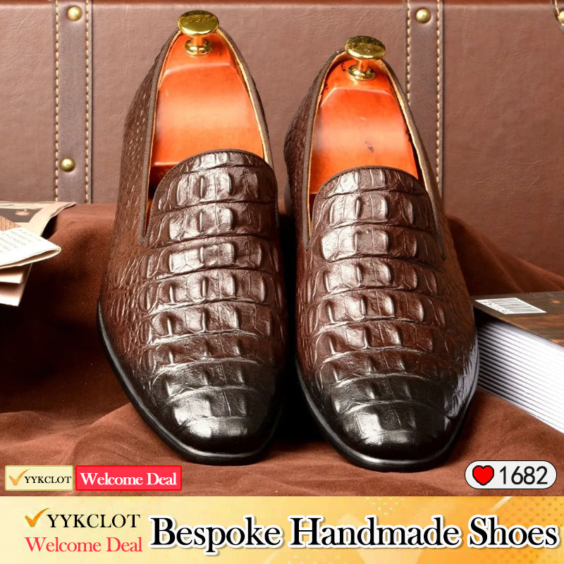 Fashion Leather Alligator Loafers Men's Business Leather Shoes