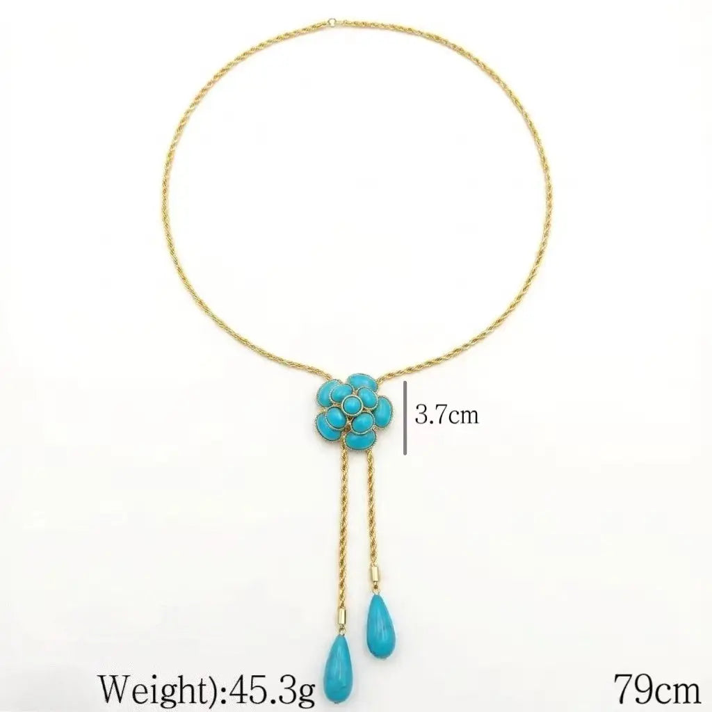 Qingdao, ensemble frangé de fleurs turquoise, chaîne de clavicule polyvalente pour femmes, style luxe léger, pour le bureau