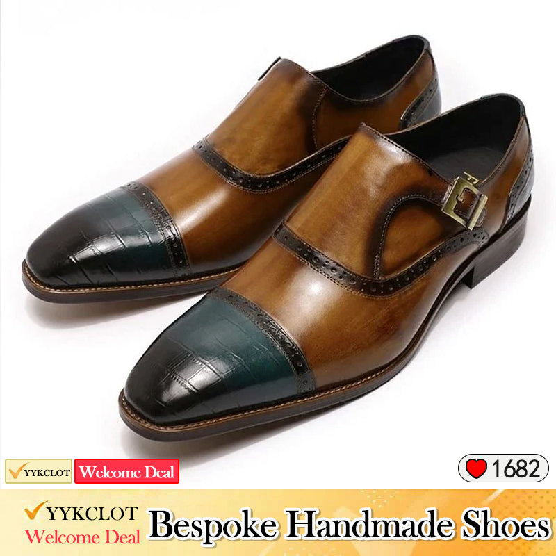 brown shoes for men oxford Hand-rubbed leather loafers men's business dress shoes man brogue shoes Plus Size luxury shoes