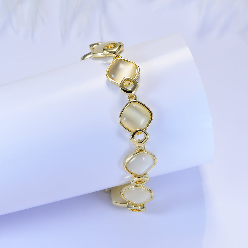 Rose gold opal geometric bracelet