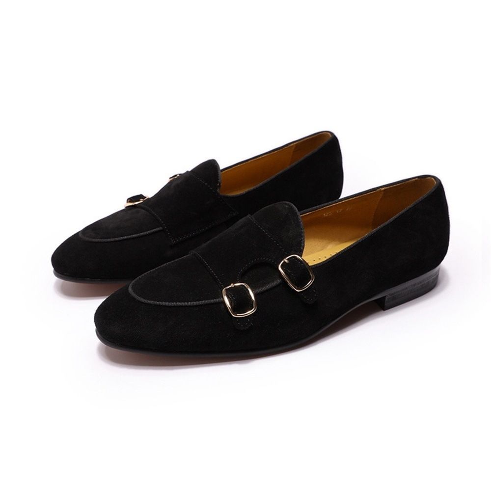 British velvet loafers men's pointed casual leather shoes