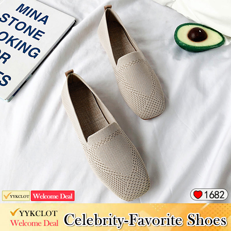 Fashion one-pedal woven breathable flat-soled loafers