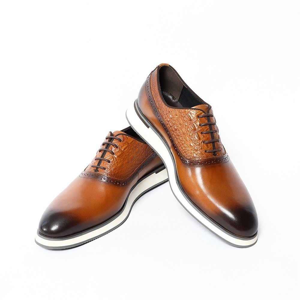 Fashion Genuine Leather Brock Oxford Shoes Men's Dress Leather Shoes