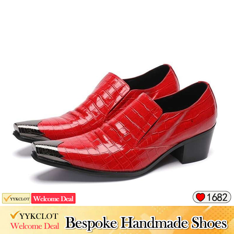 Scarpe da uomo eleganti e minimaliste con tacco alto, rosse