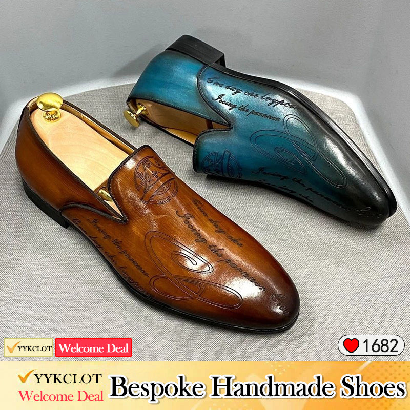 Fashion business leather carving loafers