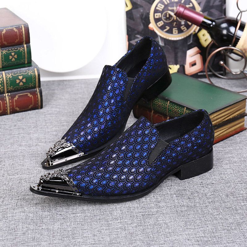 Grey fashion sequined pointy dress shoes Men's dress shoes