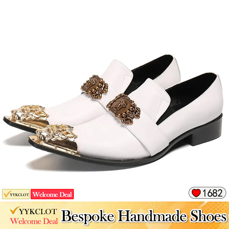 White metal accessories men's party dress shoes