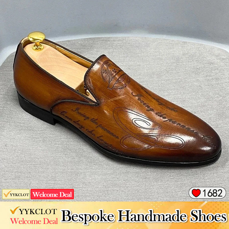 Fashion business leather carving loafers