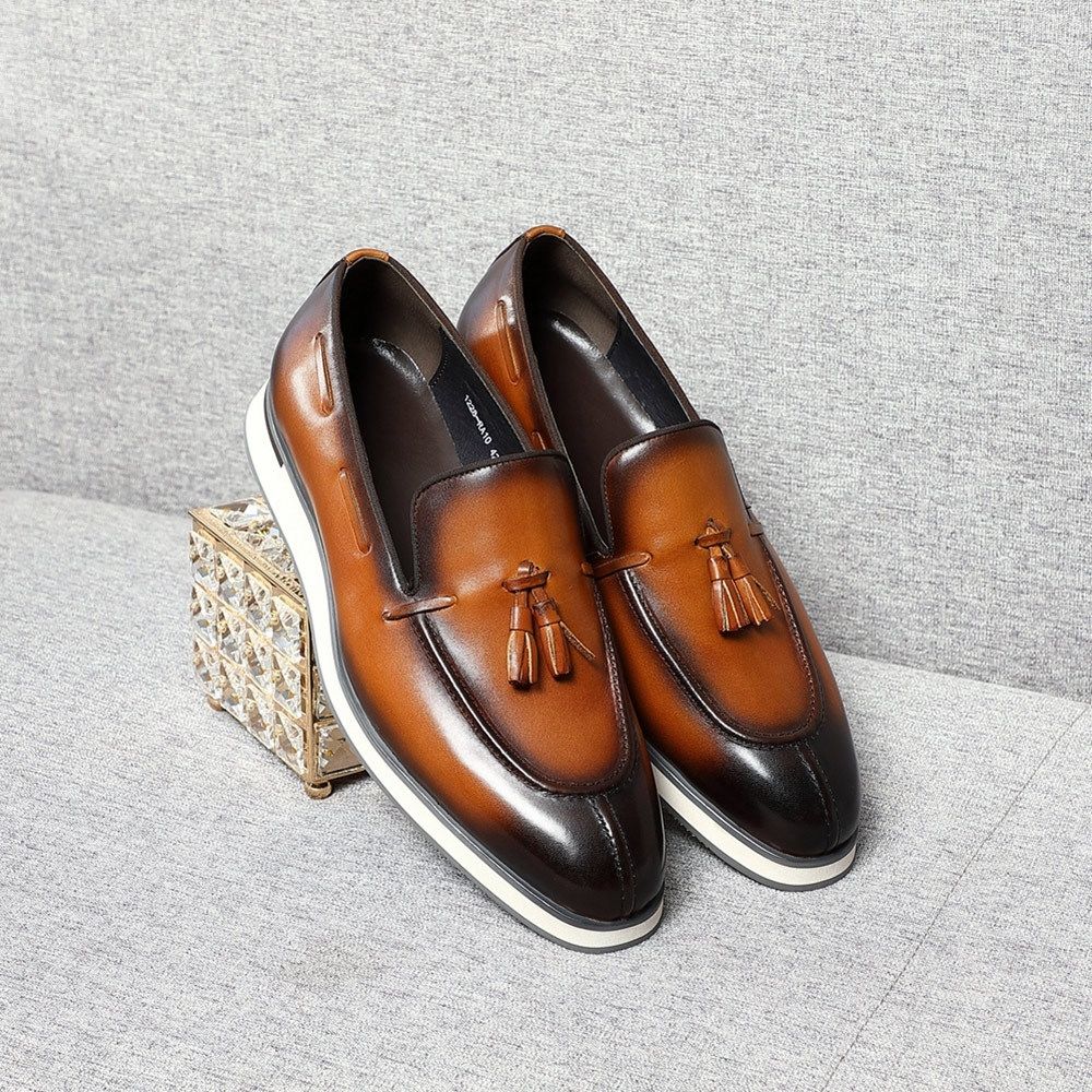 Classic polished tassel loafers men's casual leather shoes