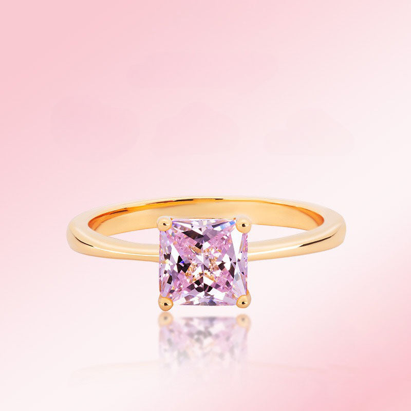 Sterling Silver Rose Gold Pink Diamond Ring