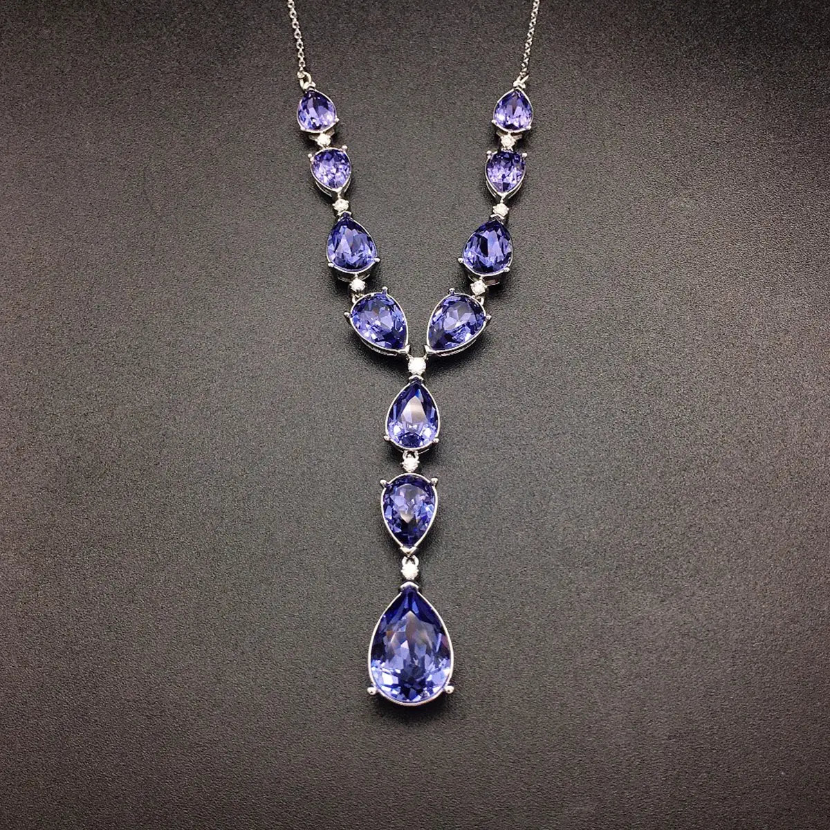 Parure de bijoux de luxe en cristal en forme de goutte d'aigue-marine – Collier et boucles d'oreilles