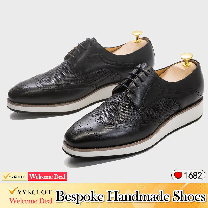 Brown Leather Casual Derby Shoes Men's Pointed Low Top genuine leather loafers business men shoes mens brogue shoes for men Elegant Shoes Large size men's shoes