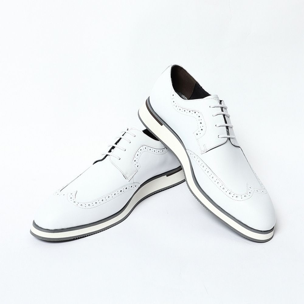 White Brock Carved Derby Shoes Men's Business Casual Leather Shoes