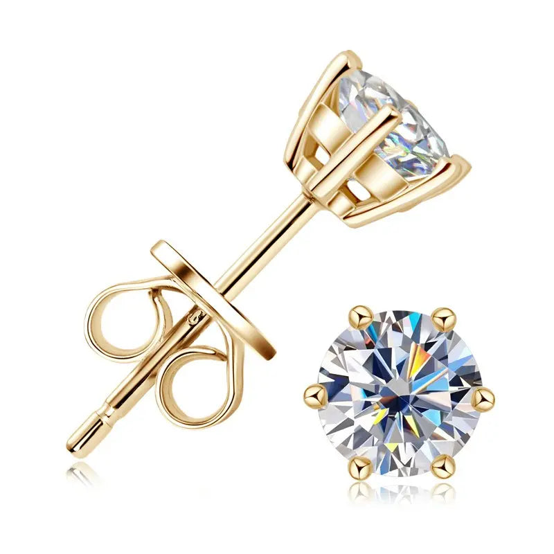 Boucles d'oreilles clous classiques six griffes en moissanite S925