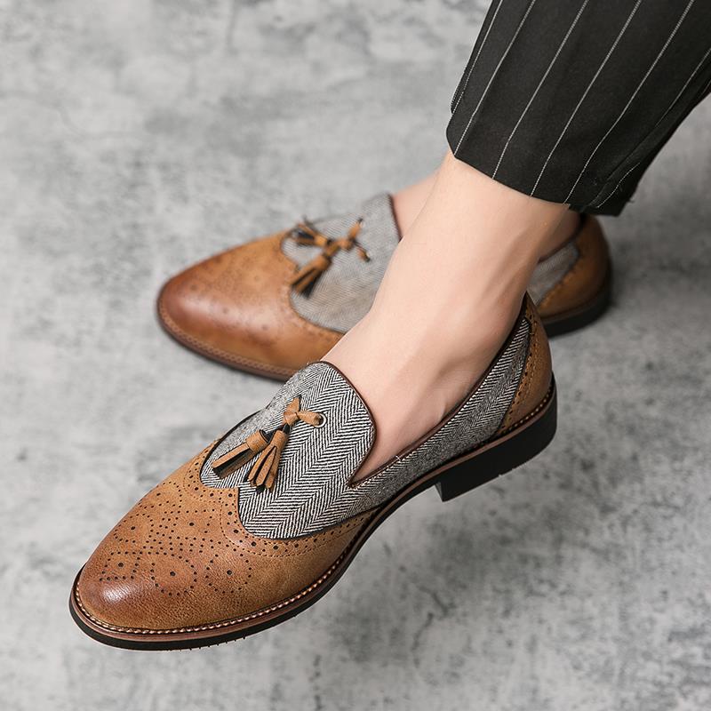 English style patchwork leather wedding party formal derby shoes