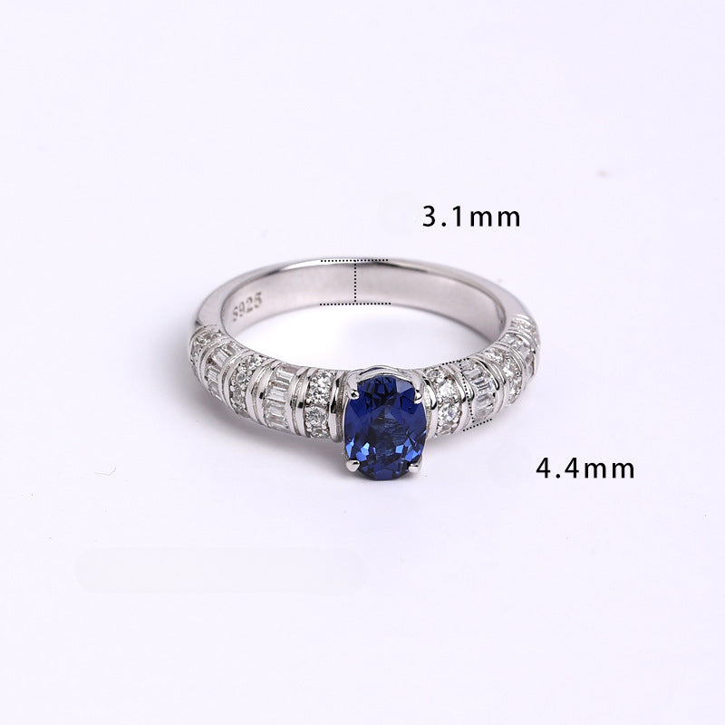925 Sterling Silver Vintage Sapphire Ring