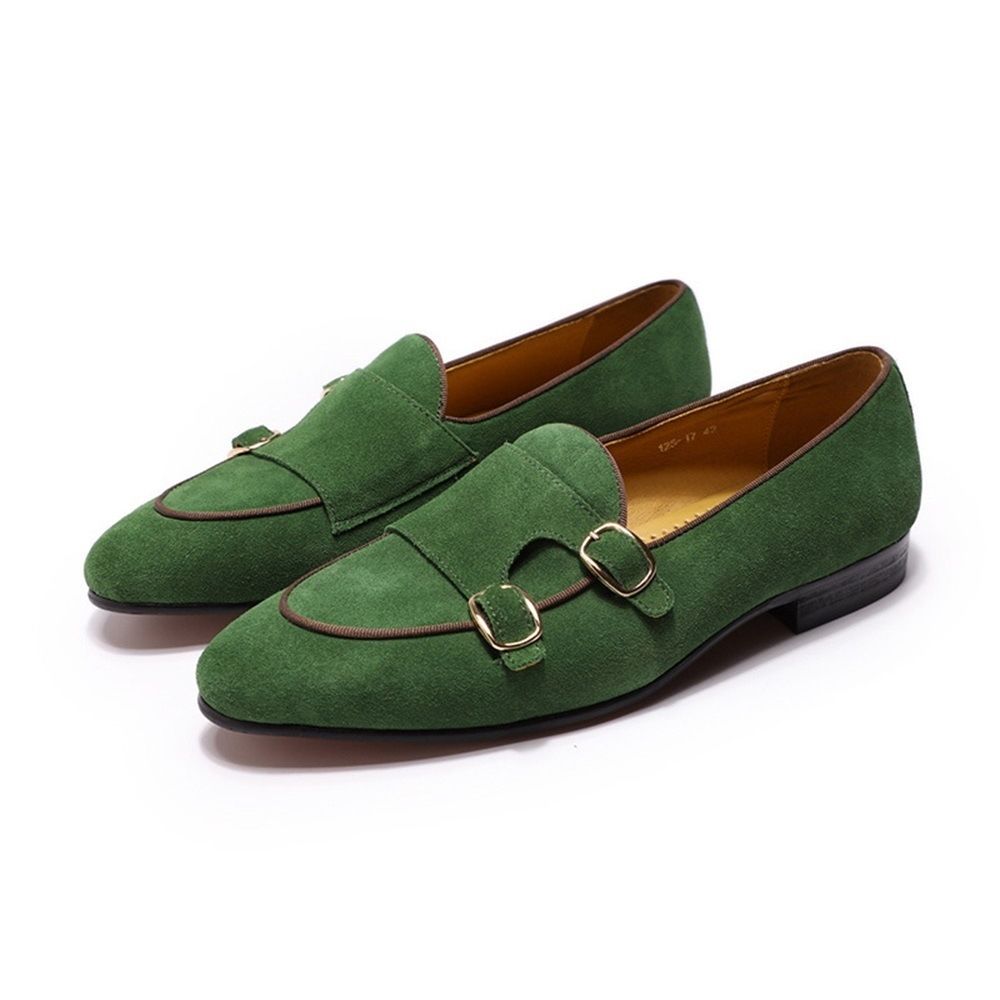 British velvet loafers men's pointed casual leather shoes