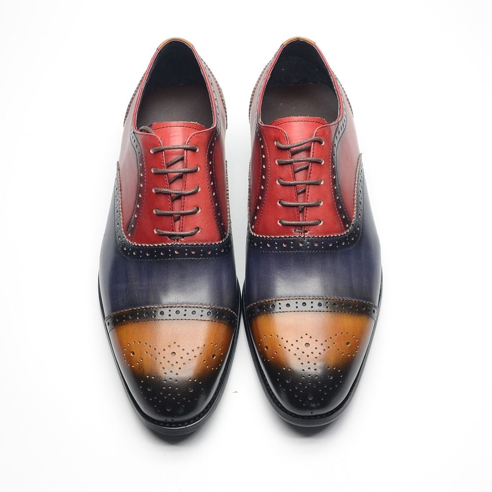 Color matching engraved Brock leather shoes men's business dress loafers