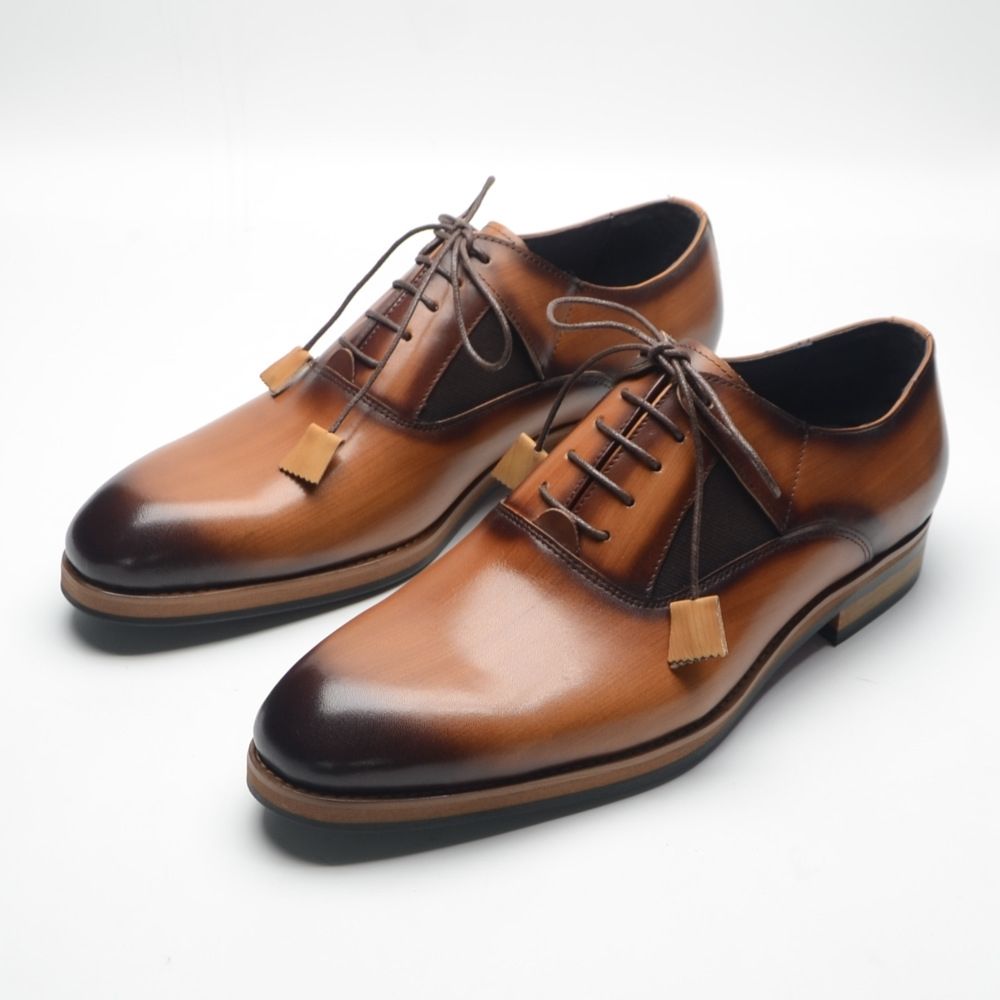 Men's brown formal business derby shoes