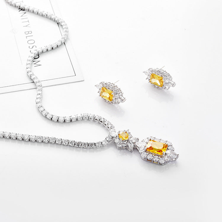 Parure Collier et Boucles d'Oreilles Vert Émeraude Minimaliste
