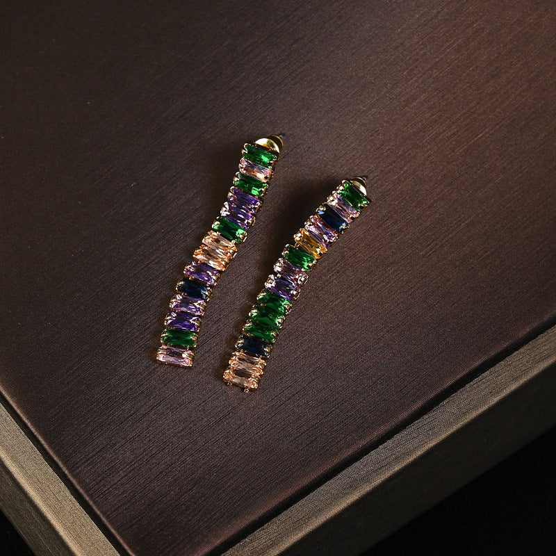 Niche simple rainbow necklace bracelet stud earrings series