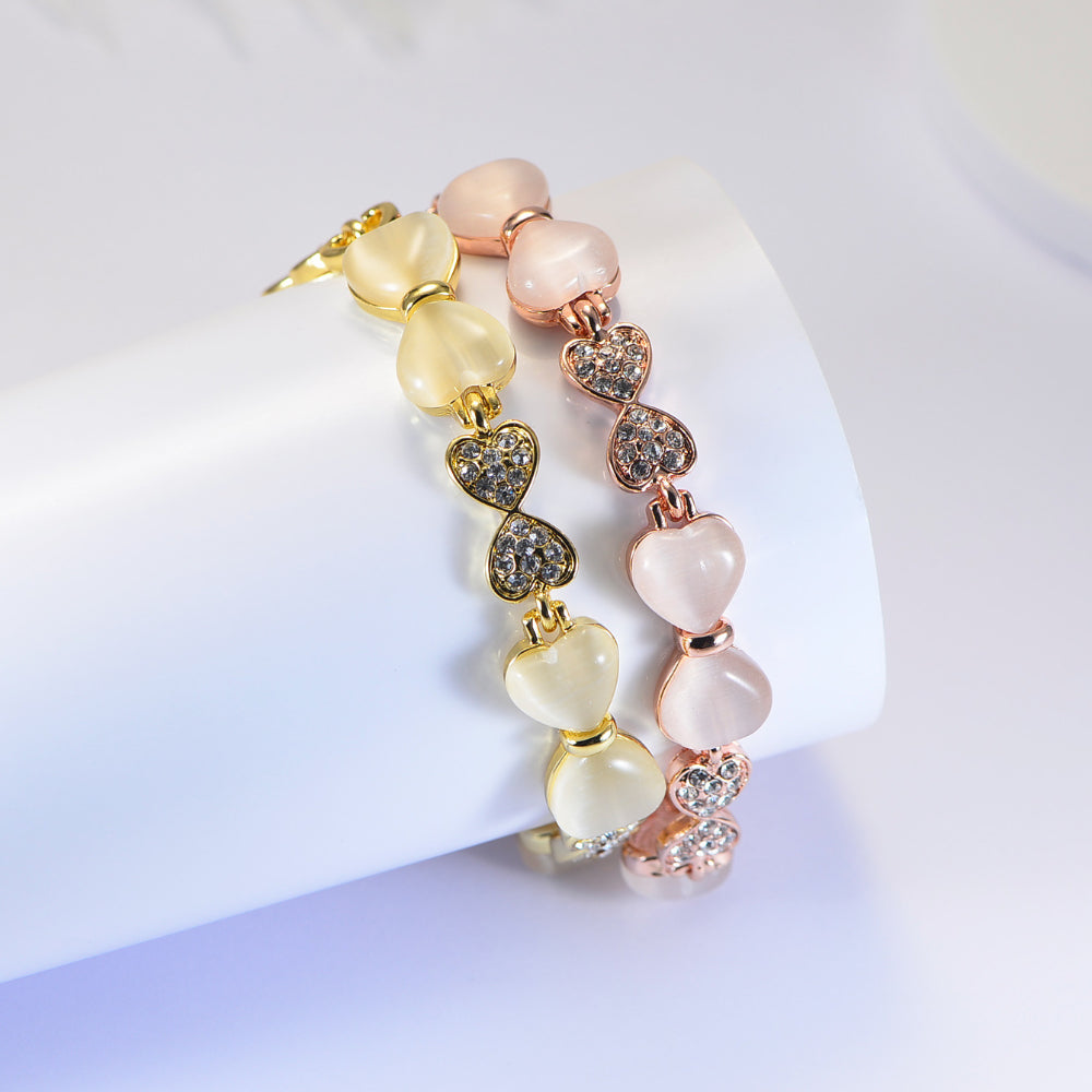 Baroque heart opal bow bracelet