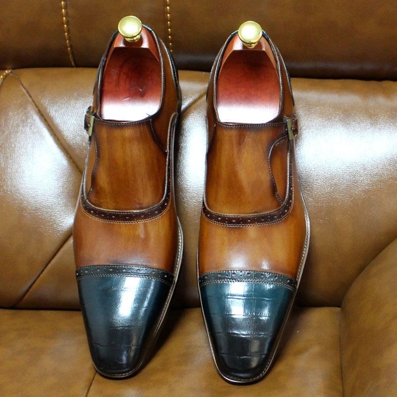 brown shoes for men oxford Hand-rubbed leather loafers men's business dress shoes man brogue shoes Plus Size luxury shoes