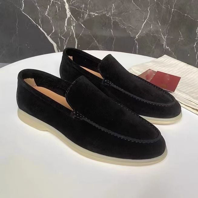 Celebrity style men's shoes retro fleece loafers