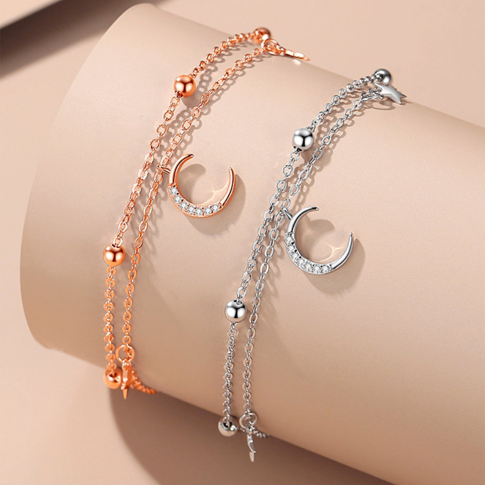 S925 Sterling Silver Fashion Moon Bracelet