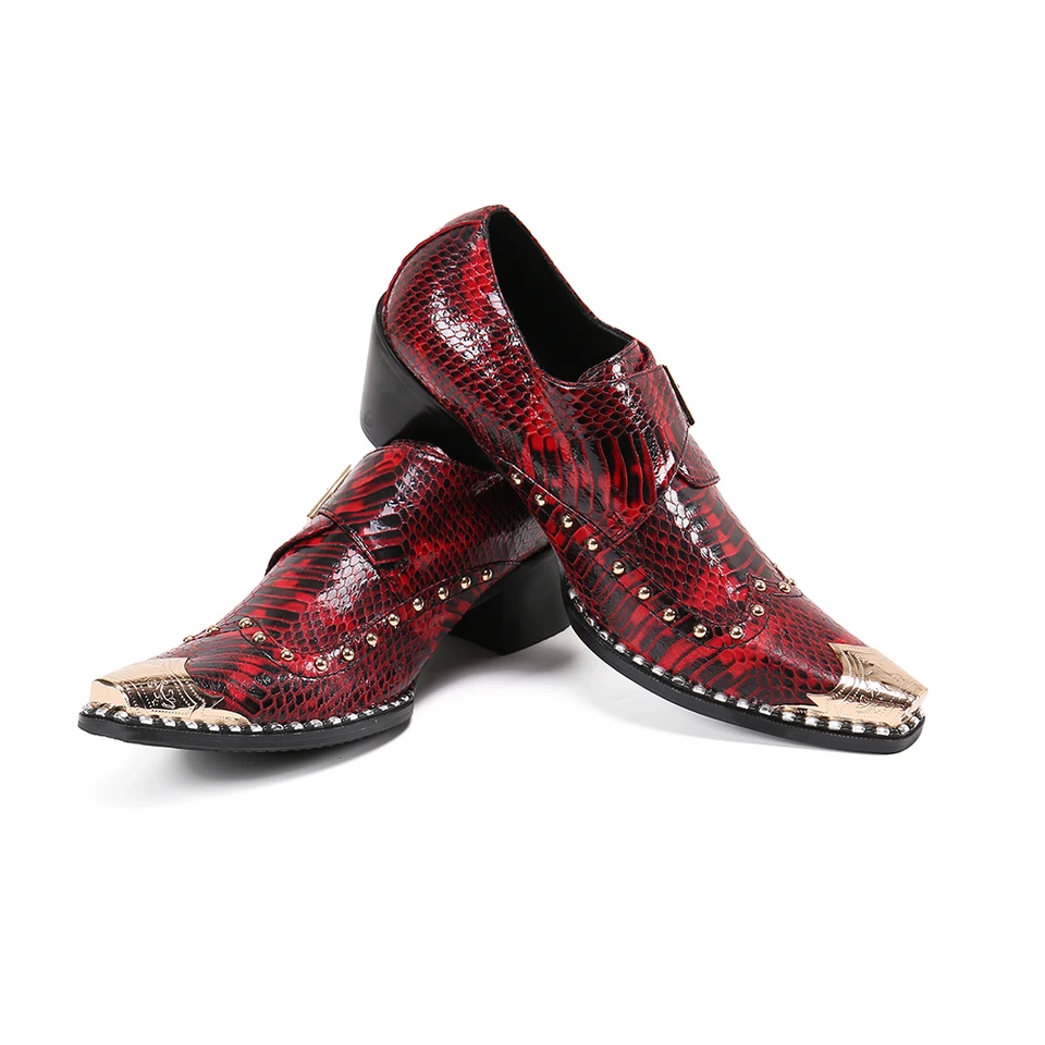 Black stylish leather high-heeled party shoes Men's personalized dress shoes