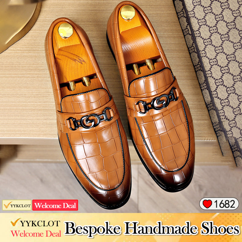 Business British style horse buckle stone pattern casual loafers