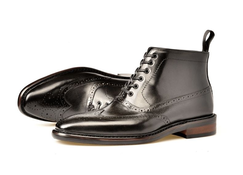 Vintage poliert gravierte Martin Stiefel Herren Echtlederstiefel