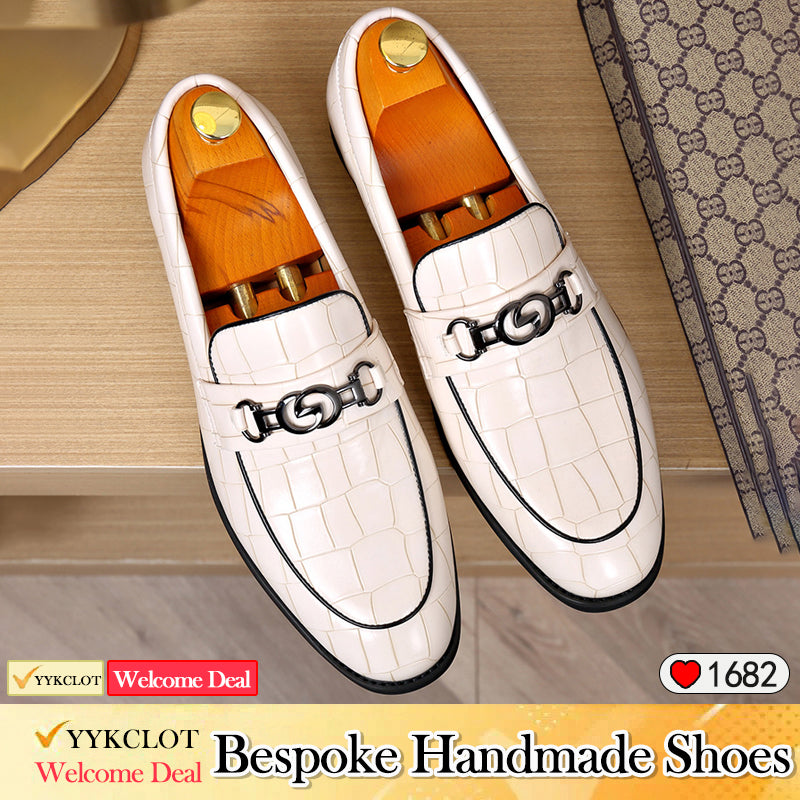 Business British style horse buckle stone pattern casual loafers