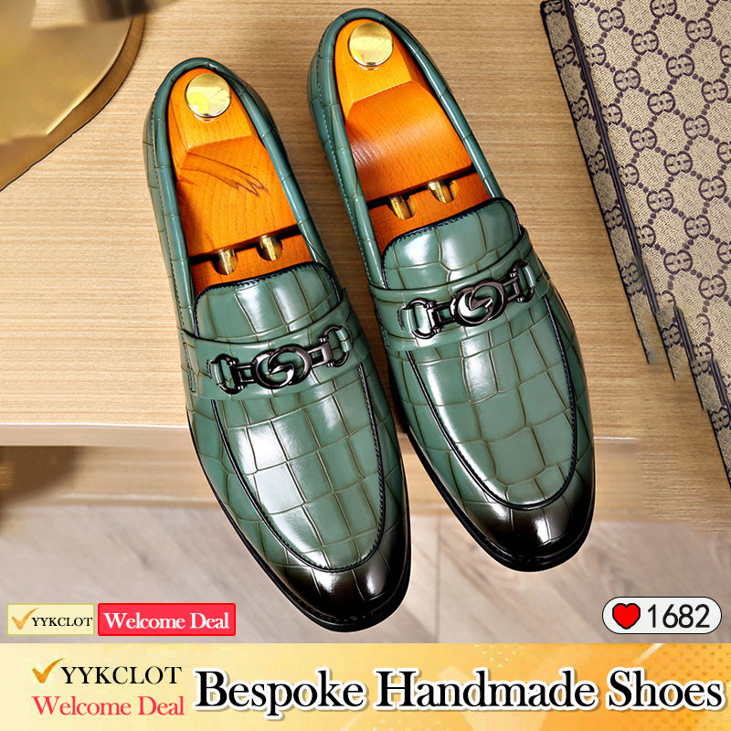 Business British style horse buckle stone pattern casual loafers