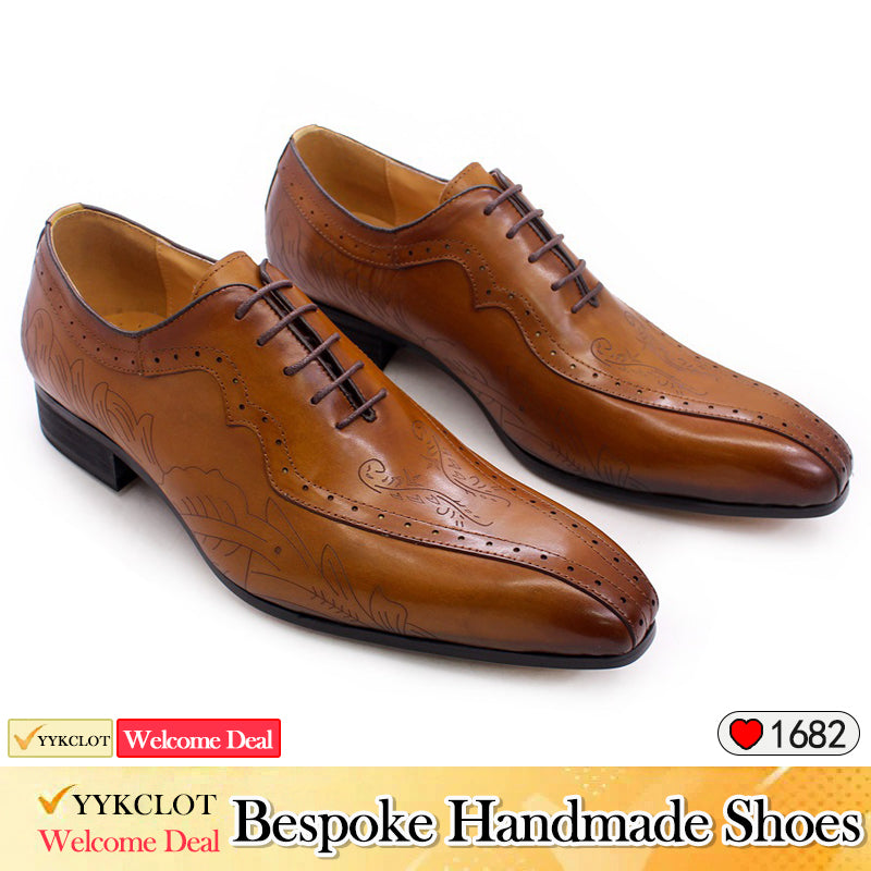 Men's Business Brown Carved Oxford Shoes