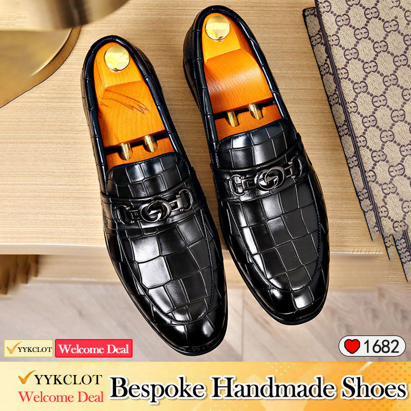 Business British style horse buckle stone pattern casual loafers