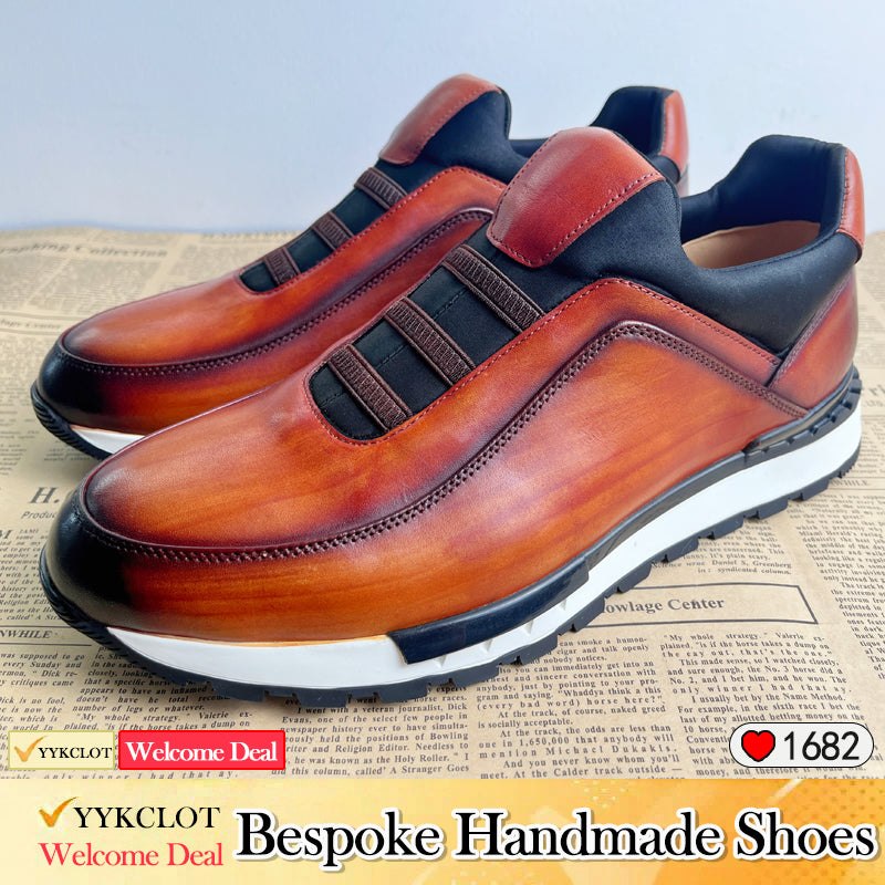 Sneakers casual da uomo in pelle nera fatte a mano
