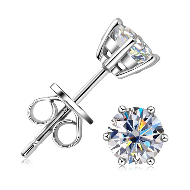 S925 Classic Six-claw Moissanite Stud Earrings