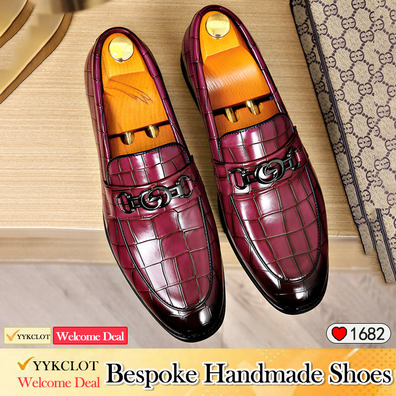 Business British style horse buckle stone pattern casual loafers