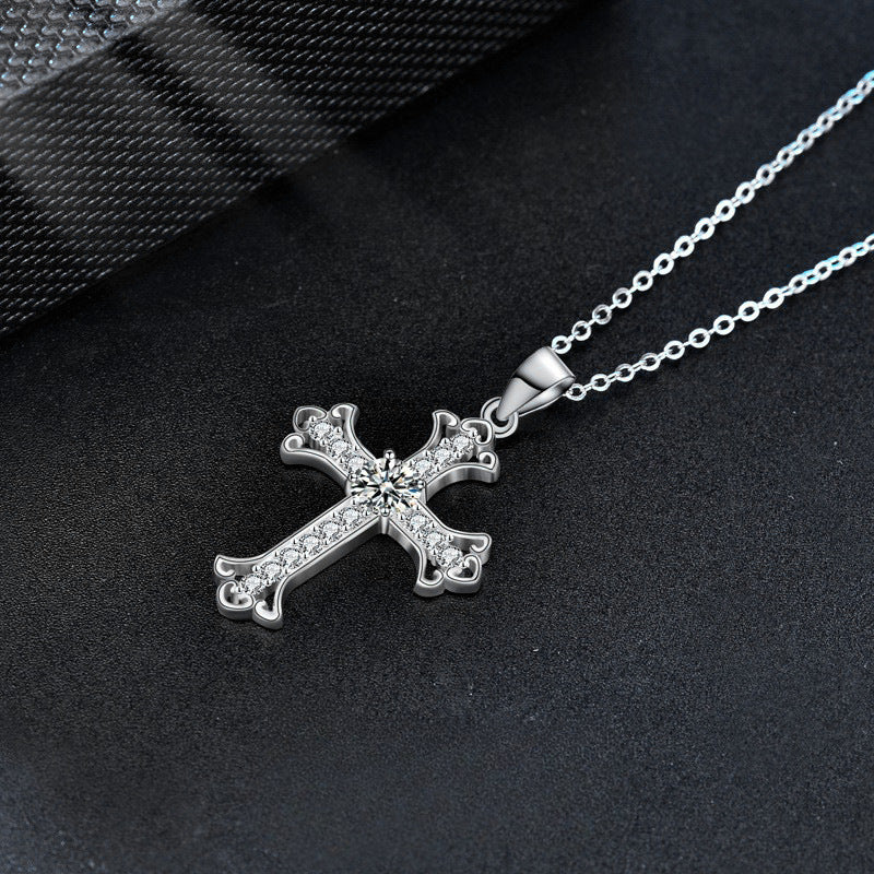 S925 Sterling Silver Mozzarella Cross Necklace