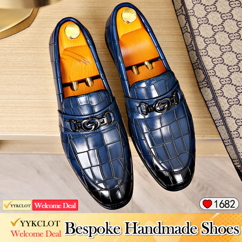 Business British style horse buckle stone pattern casual loafers