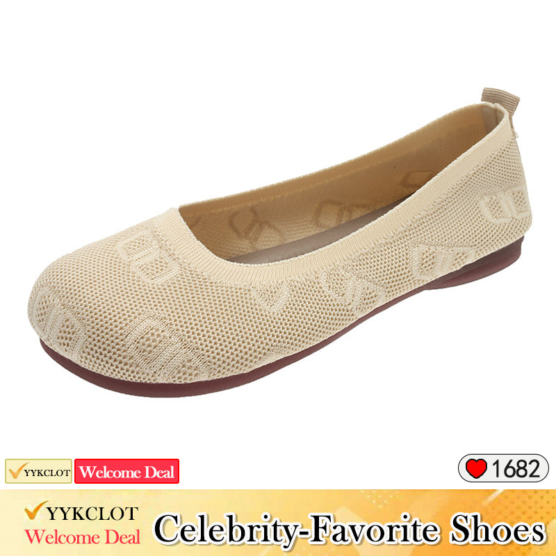 Stylish woven breathable flat-bottomed lazy loafers