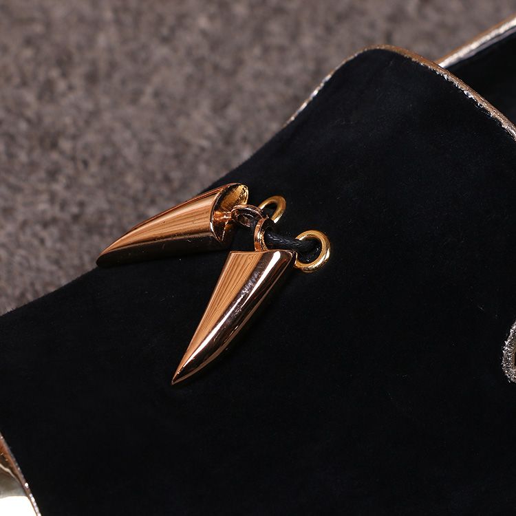 Fashion tassel anti-velvet loafers black pointed men's leather shoes