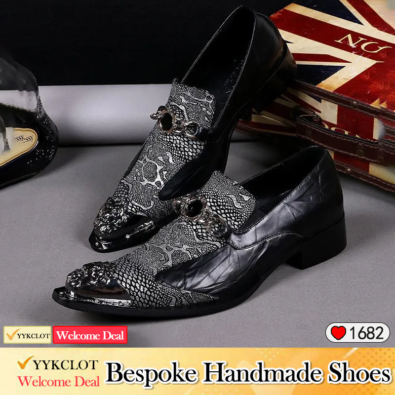 Night club party snake dress shoes men's personality pointed loafers