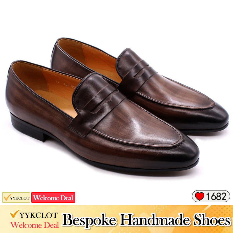 Brown Genuine Leather Business Loafers in British Style Men’s Leather Shoes