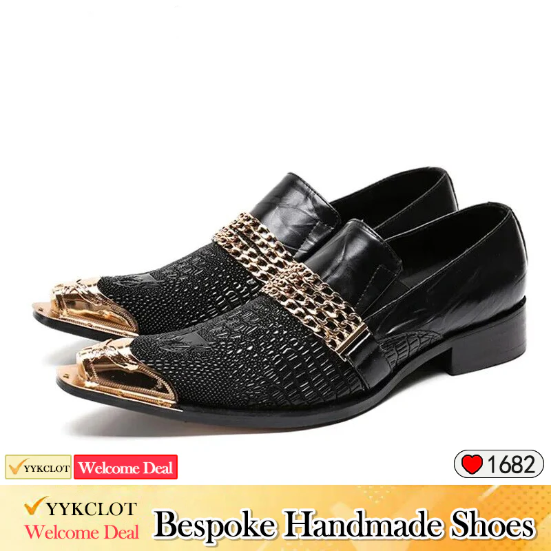 Silver pointed high-heeled dress shoes men's fashion dress shoes