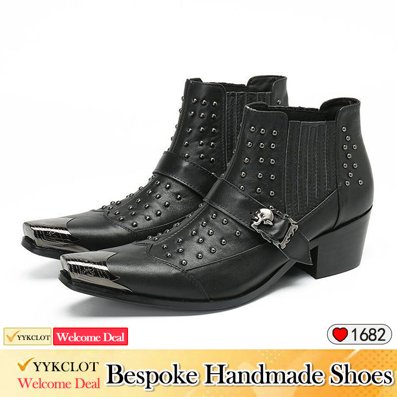 High heels, pointed leather boots, men's shoes, cowboy boots, motorcycle boots, Chelsea boots